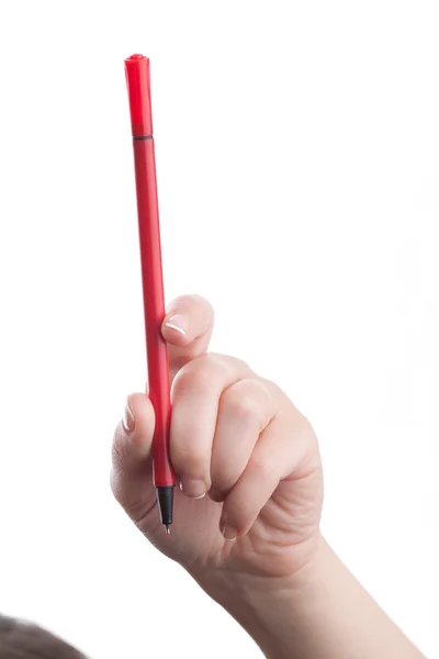 Woman holding a pen — Stock Photo, Image