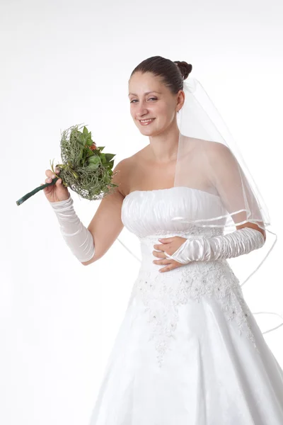 Bruid met boeket — Stockfoto