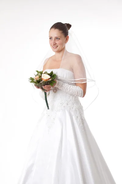 Mariée avec bouquet — Photo