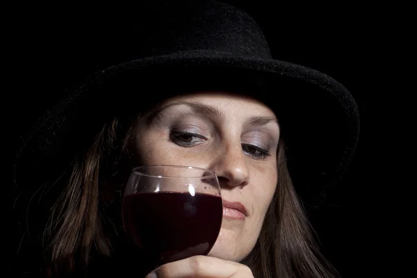 Woman with glass of wine — Stock Photo, Image