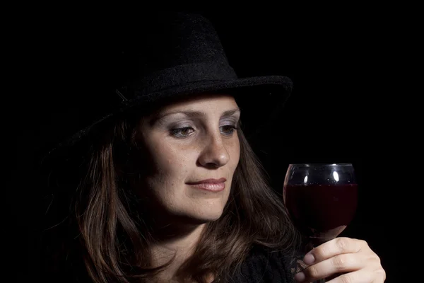 Woman with glass of wine — Stock Photo, Image