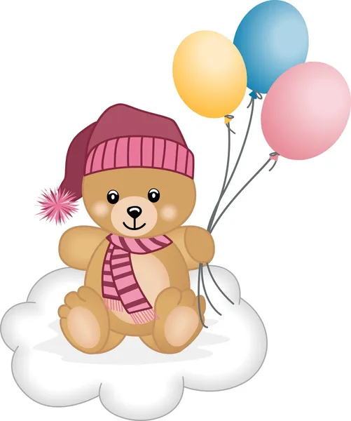 Winter teddybeer vliegende ballons — Stockvector