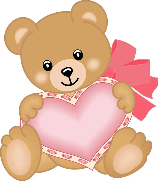 Niedlicher Teddybär mit Herz — Stockvektor