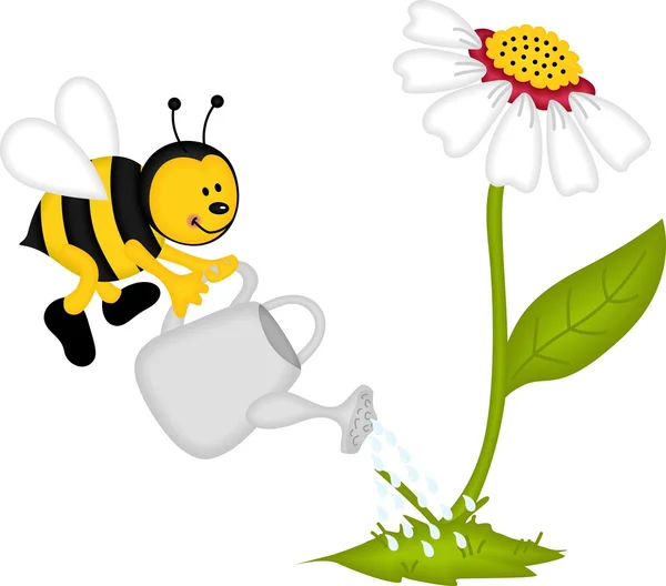 Bienen gießen Blume — Stockvektor