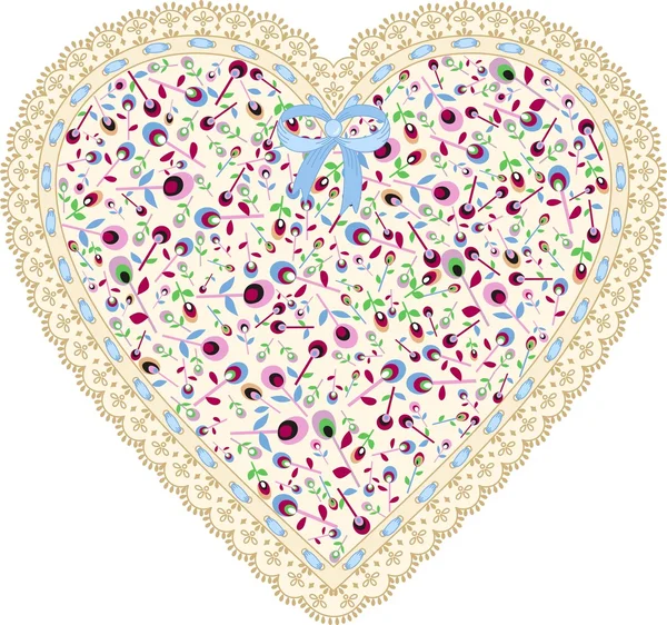 Patch de tissu de coeur de dentelle — Image vectorielle
