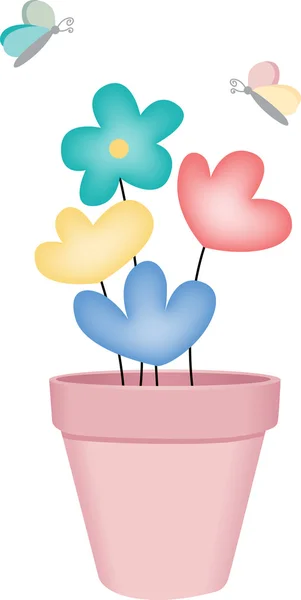 Vase de fleurs aux papillons — Image vectorielle