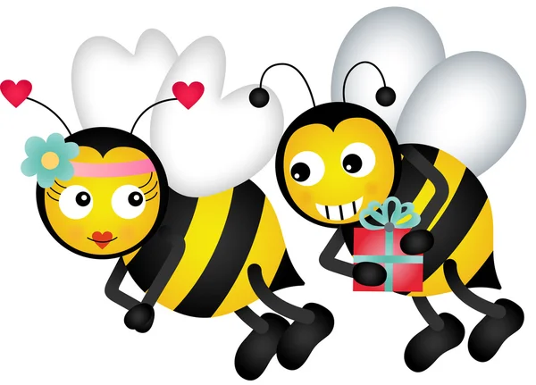 Lindas abejas enamoradas — Archivo Imágenes Vectoriales