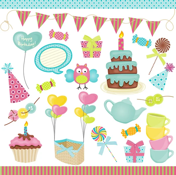 Birthday party elements — Stock Vector