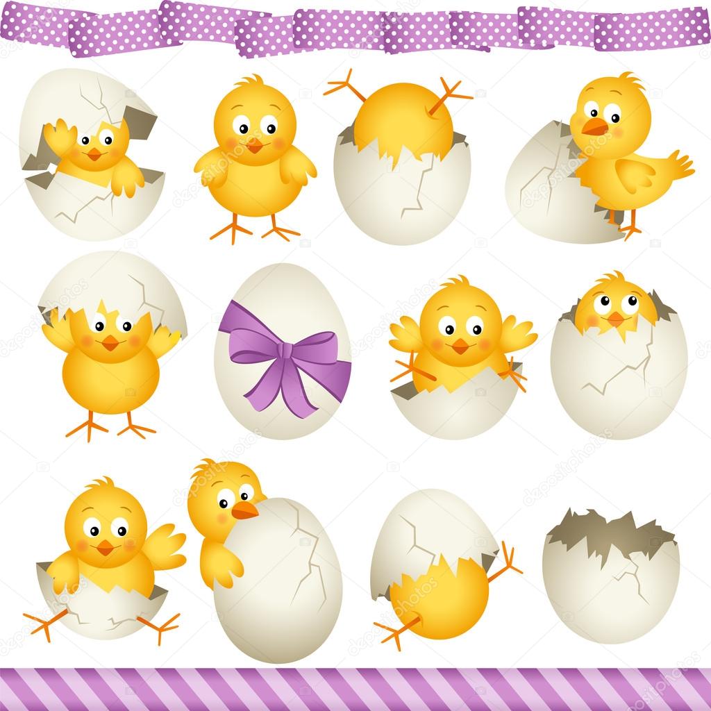 Easter eggs chicks