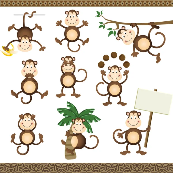 Singe dans différentes positions — Image vectorielle