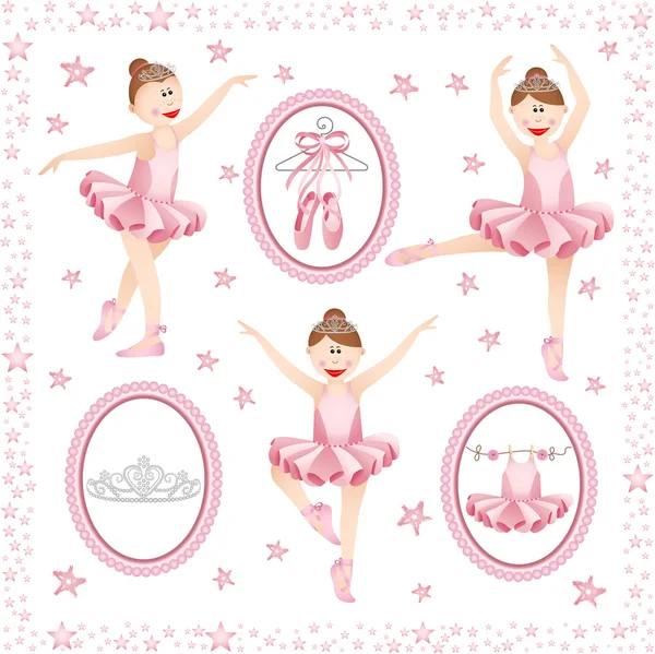 Digitale Collage aus rosa Ballerina — Stockvektor