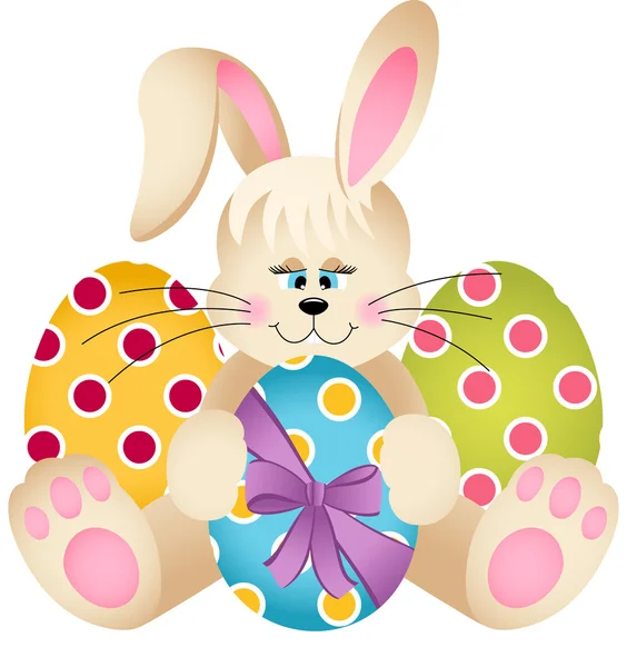 Happy easter bunny met eieren — Stockvector