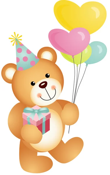 祝你生日快乐的泰迪熊 — 图库矢量图片#