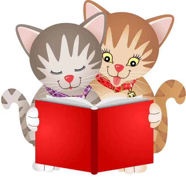 Chats lisant un livre — Image vectorielle