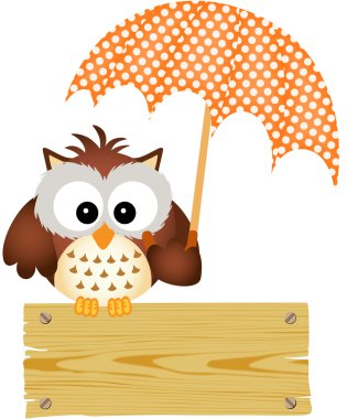 baykuş şemsiye ile ahşap üye