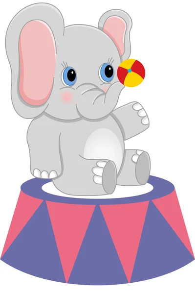 Elefante de circo bebê com bola — Vetor de Stock
