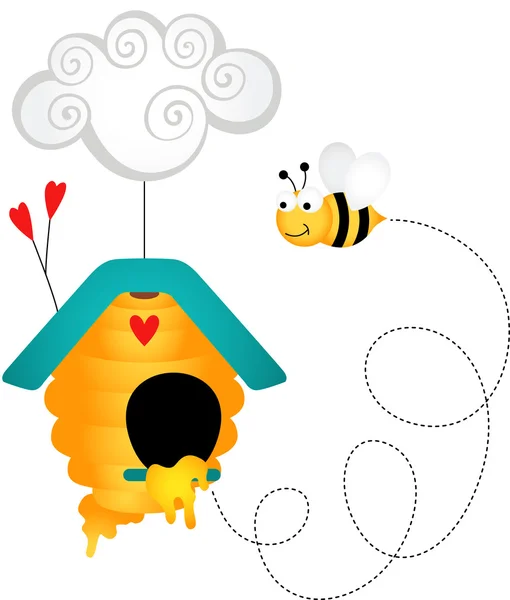 Bee in the hive — Stock Vector