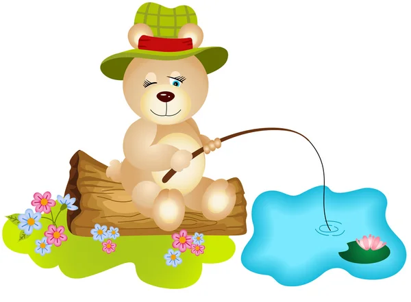 Pesca de oso de peluche — Vector de stock