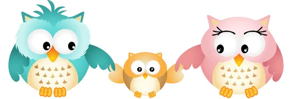 Joyeux hibou famille — Image vectorielle