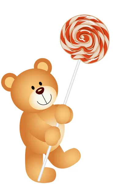 泰迪熊与棒棒糖 — 图库矢量图片