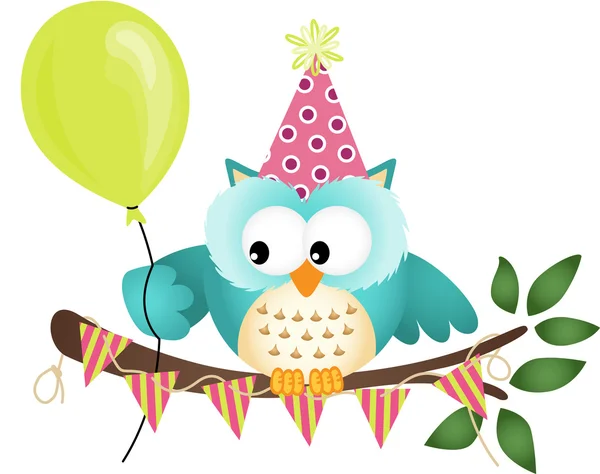 Owl Happy Birthday — Stock Vector