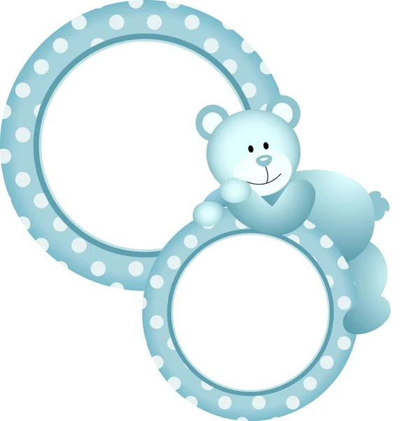 Babyjongen ronde frame teddy bear — Stockvector