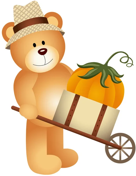 Teddy bear könyv tök fából készült kocsi — Stock Vector