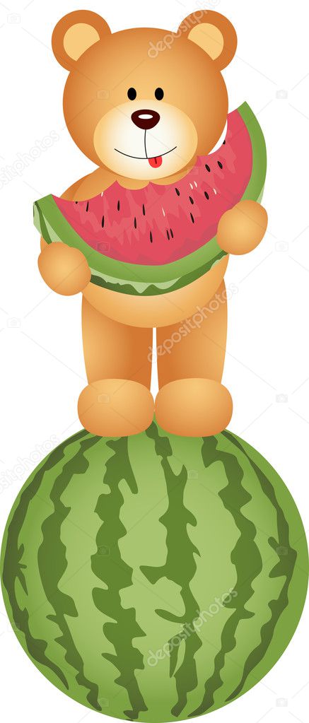 Teddy Bear Eating Watermelon