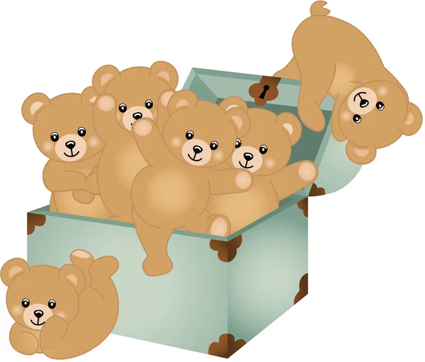 Kofferbak baby teddy bears — Stockvector