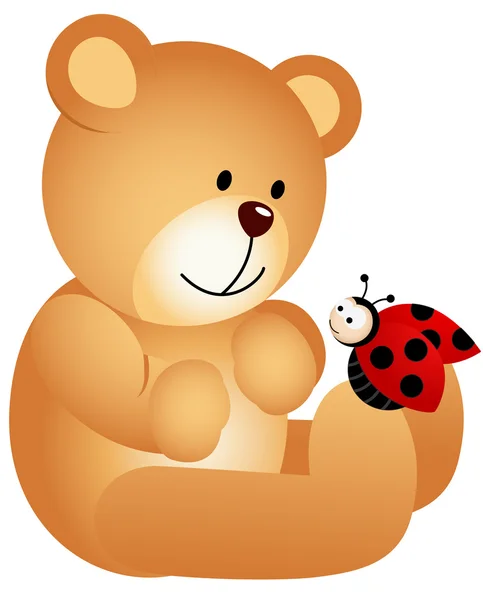 Teddy Bear with Ladybird — Stock Vector