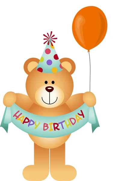 Teddy Bear Feliz Aniversário — Vetor de Stock