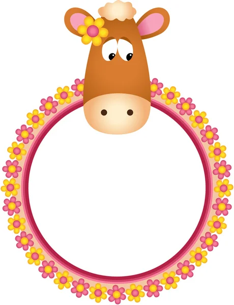 Face Horse with Flower Frame — Stock Vector