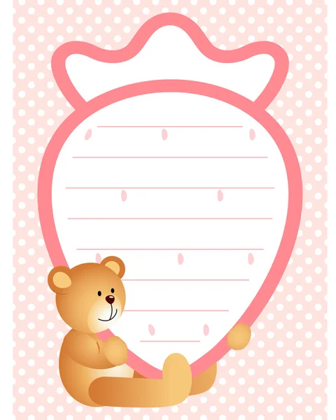 Tag Label of Strawberry with Teddy Bear — Stock Vector