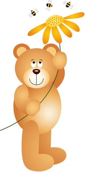 Teddy bear bedrijf bloem — Stockvector