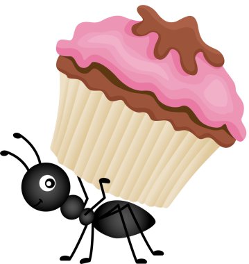 cupcake taşıyan karınca