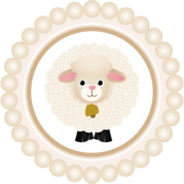 Mignon mouton étiquette ronde — Image vectorielle