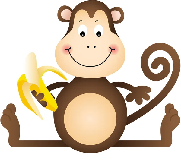 Macaco comendo banana — Vetor de Stock