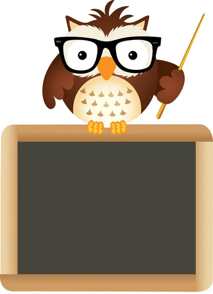 Enseignant hibou avec conseil scolaire — Image vectorielle