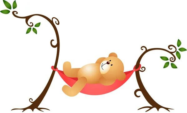 Teddy Bear Swinging — Stock Vector