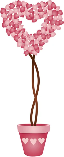 Tree Love Hearts in Vase — Stock Vector
