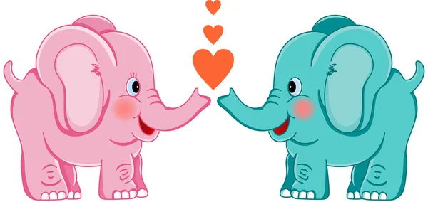 Cute Elephants in Love — Stock Vector