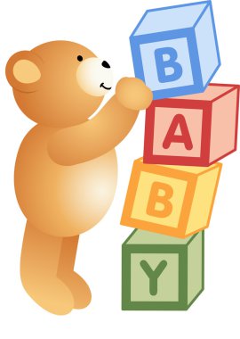 oyuncak ayı alfabe bloklarla oynama