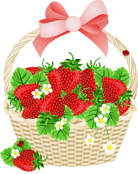 Strawberries in a Basket — Stock Vector