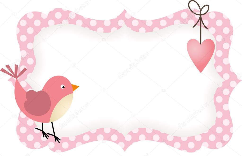 Pink Bird Heart Blank Label