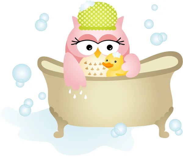 Hibou prendre un bain — Image vectorielle