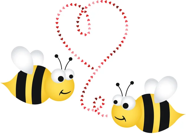 Dos lindas abejas enamoradas — Vector de stock