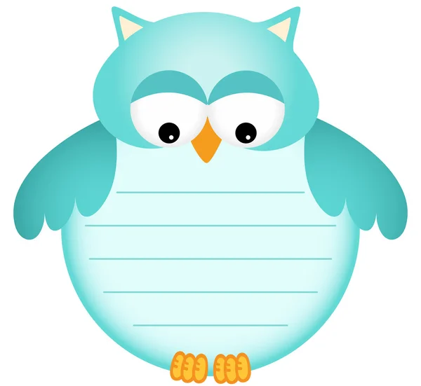 Blå baby owl med etikett — Stock vektor