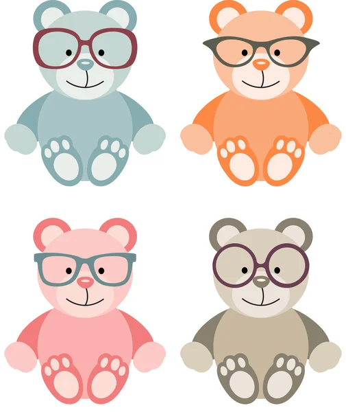 戴着眼镜的可爱的小宝宝玩具熊 — 图库矢量图片