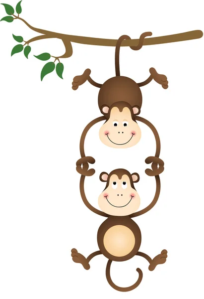 Opice visící a držení opice — Stockový vektor