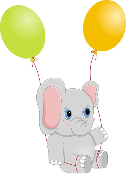Babyolifant met ballonnen — Stockvector
